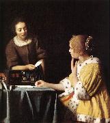 Jan Vermeer Lady with Her Maidservant Holding a Letter china oil painting reproduction